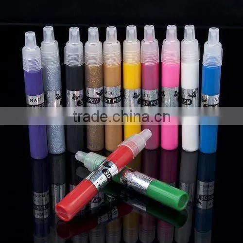 3D 12 Colors Paint Drawing Design Pen UV Gel Acrylic Nail Art Glitter Polish Set