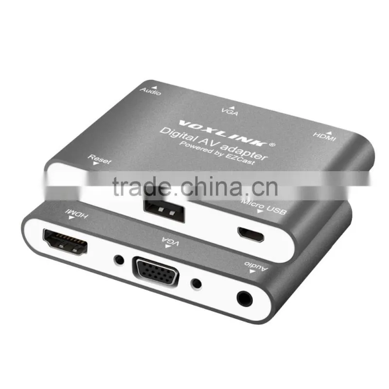 Hot Selling Best Quality VOXLINK Digital AV Adapter With HDMI And VGA+Audio Dual Display Converter Dark Gray