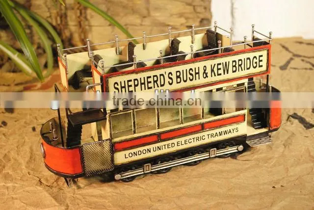 Antique metal handicraft bus model with paint
