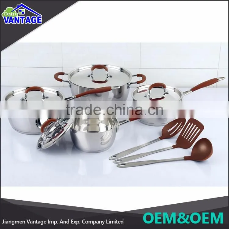 Hot direct from china new non-stick kitchenware 8pcs pots and pans with handles commercial cooking pots