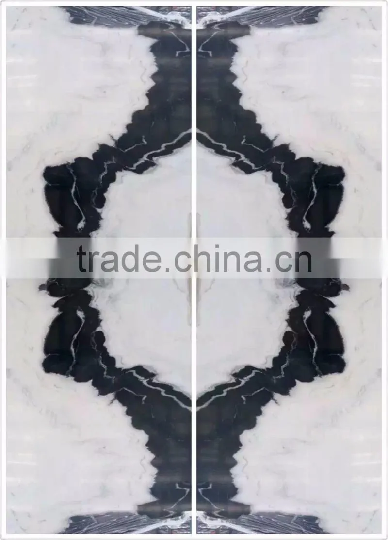 Polished panda white marble slabs