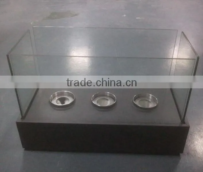 decorative square table top iron metal &glass bio ethanol fireplace