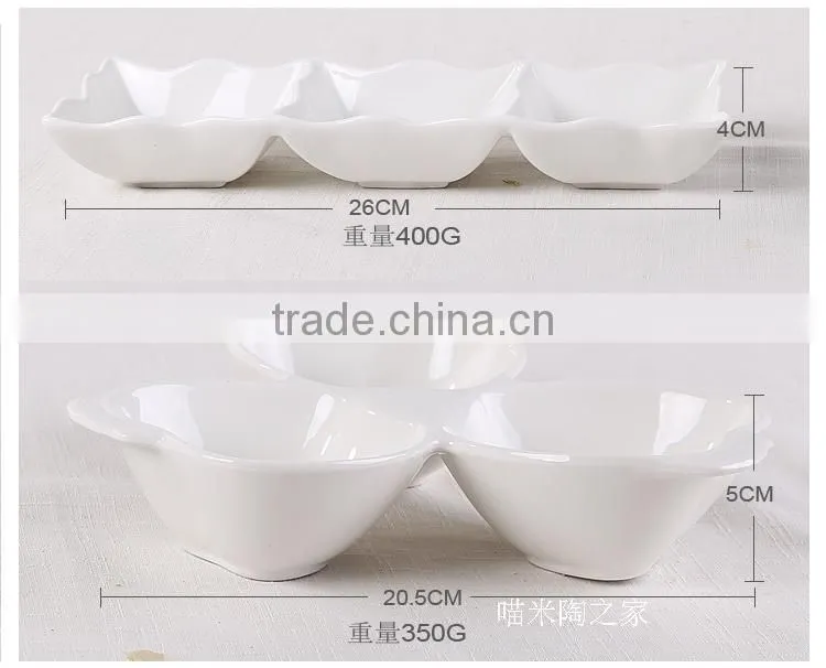 High quality 20.5*5cm white apple shaped ceramic dishes