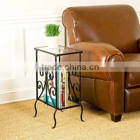 Living room Scrolled Iron and Glass magazine table sofa side table