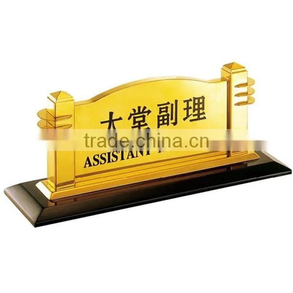 High quality reception table sign stand/ Double side table hotel sign stand/ Table top sign holder with metal base P-56 Hot sale