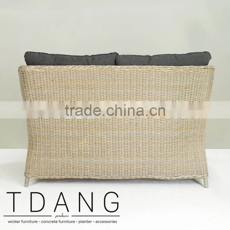 Driago Wicker Sofa- Outdoor Rattan Bench- Patio Brown Wicker Bench