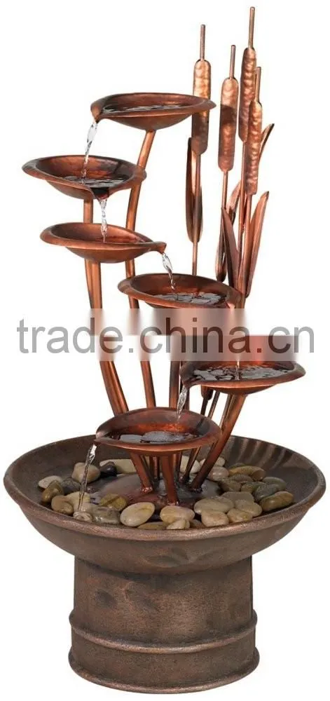 Water Lilies and Cat Tails Garden Water Fountain