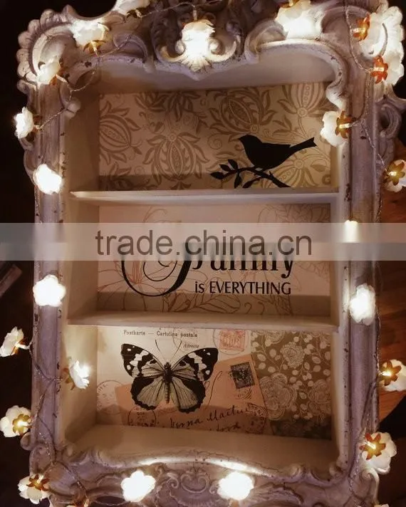 White Rose Flower Garland Fairy and String Lights Wedding Decor