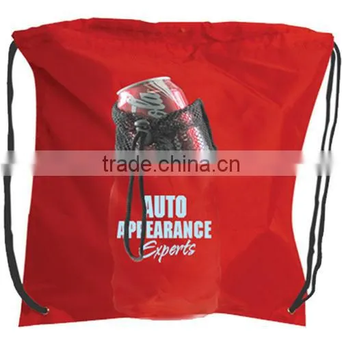Water Bottle Polyester Drawstring Backpack