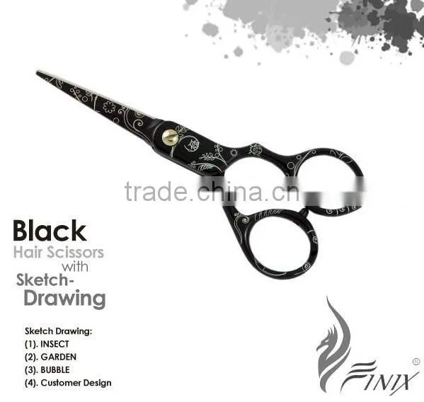 Zinc-Alloy Handled Customized Engraved Pattern Tattoo of Hair Scissors
