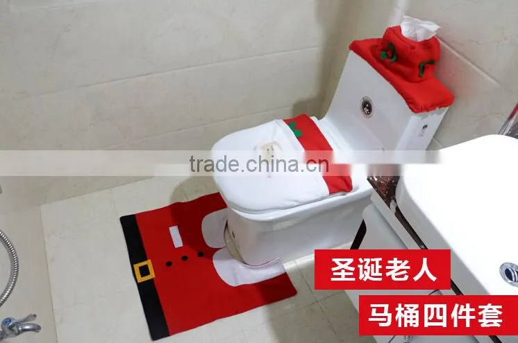 New Best Christmas Santa toilet cover set Lavatory Christmas decoration