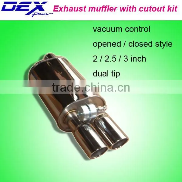 car part universal vacuum control exhaust muffler with cutout kit