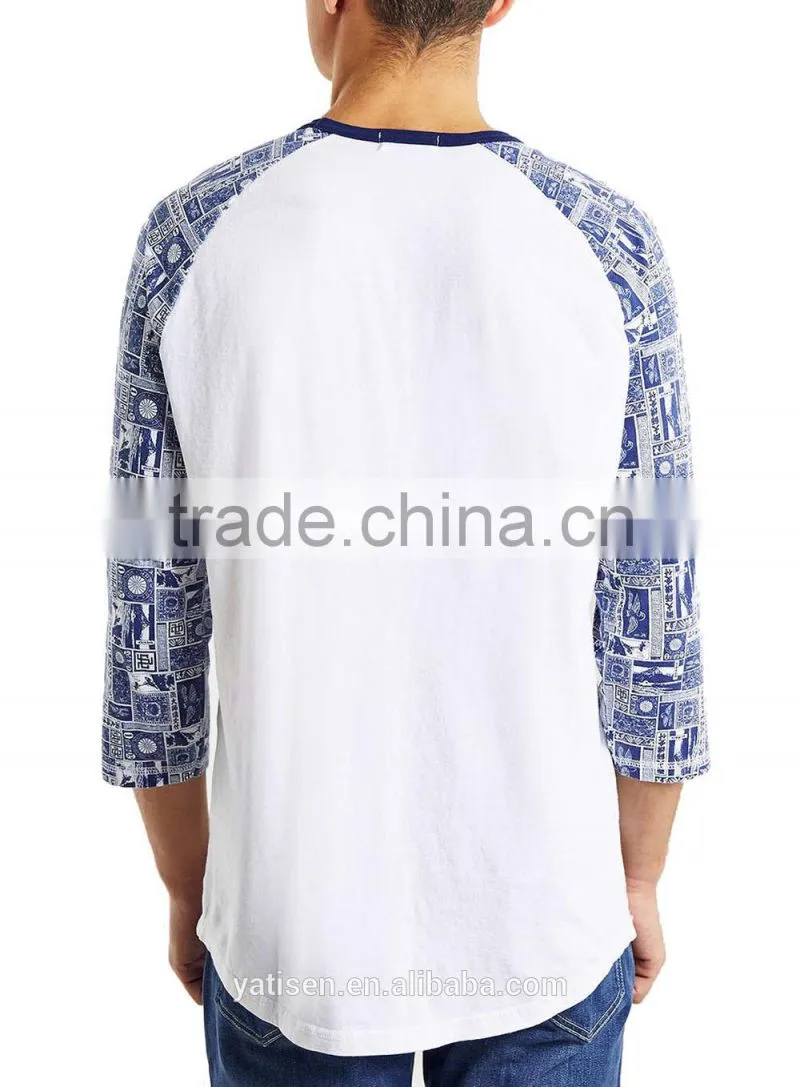 stamp pattern printing raglan t shirt pure cotton high quality custom long sleeve shirt for male