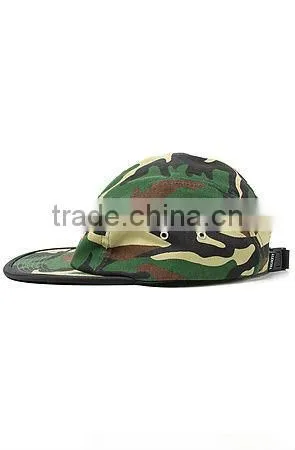Military cheap custom camo 5 panel hat flat brim