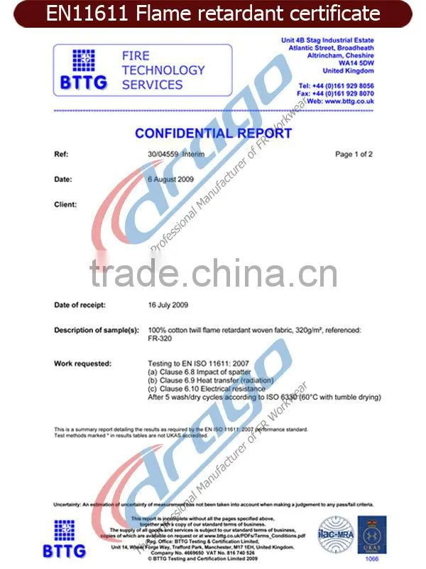 cotton insect repellent Flame retardant fabric for shirt