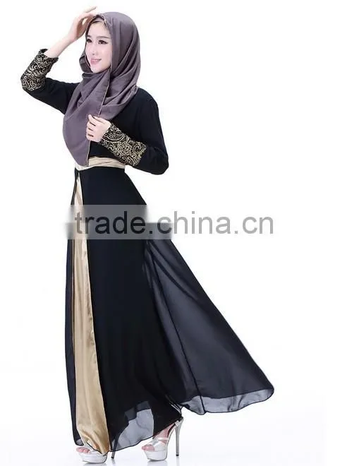 fancy women bridal costumes chiffon long sleeve dress muslim