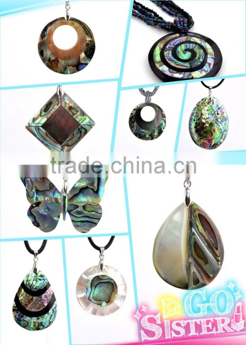 high end handmade stripe sea shell pendant necklace carved abalone shell necklace for engagement return gift