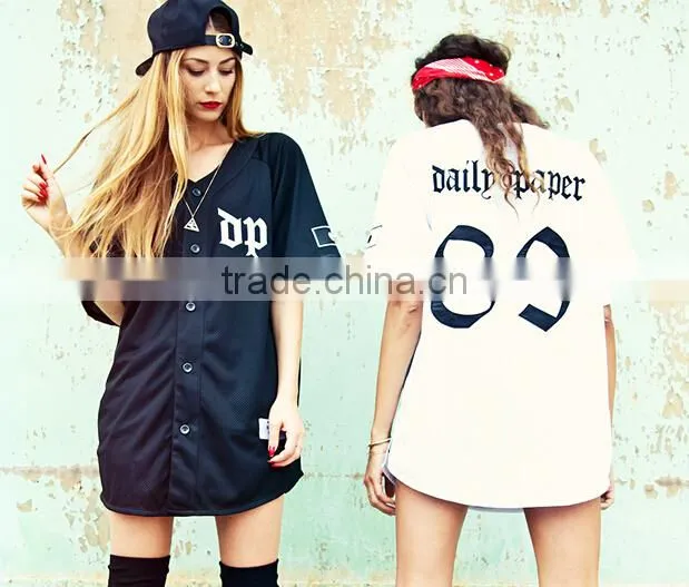 2015 hot sale trendy new arrival long stylish fashion girl Baseball Jerseys streetwear custom made with logo embroidery