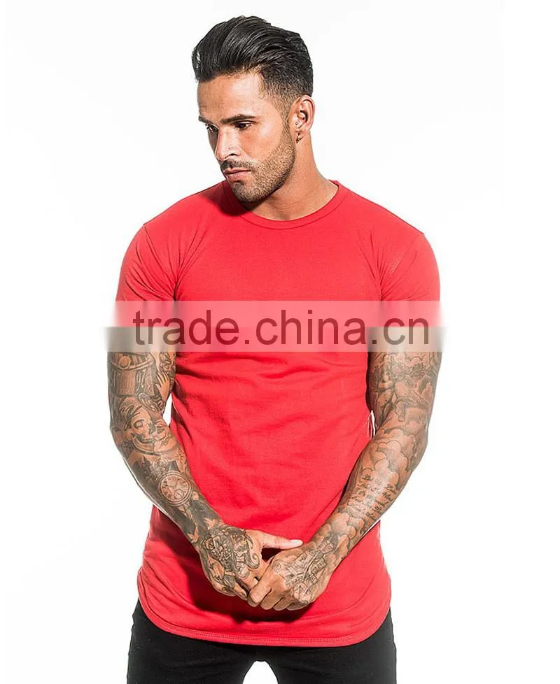 Mens Plain gym running fitness T Shirt with hem bottom