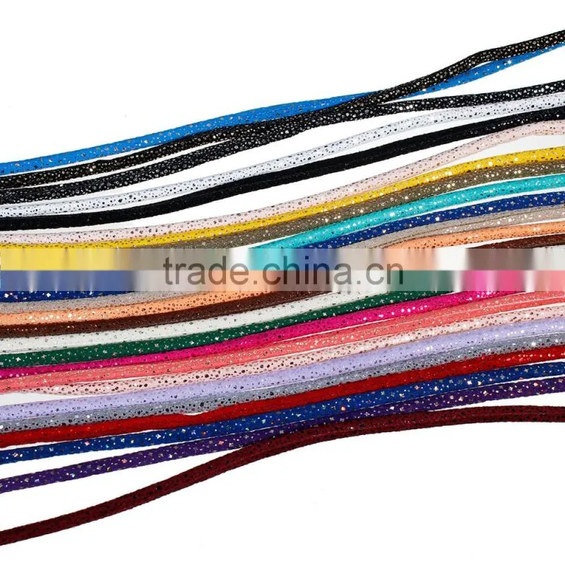Purple Glitter Round PU Leather Rope for decorations