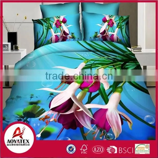 2016 new style 13372 60*40s reactive printed 3D purple flower bedding set