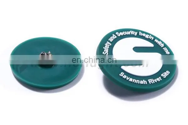 Promotional Emblem embossed logo Pvc Silicone Pin Button Badge
