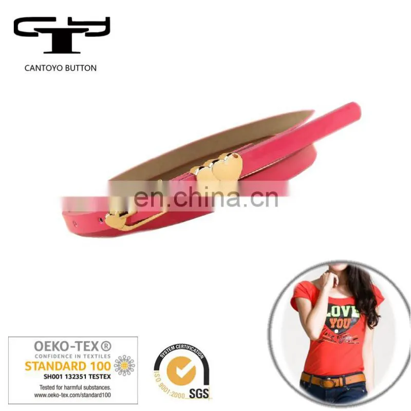 Simple wild leather belt female dress decorated delicate belt red double buckle