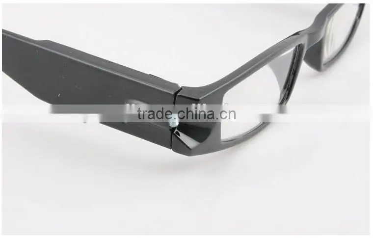 Ultra Bright Dual LED Lighted Up Map Book Readers Reading Black Full Frame Eye Glasses Eyeglass Spectacle Diopter Magnifier Ligh