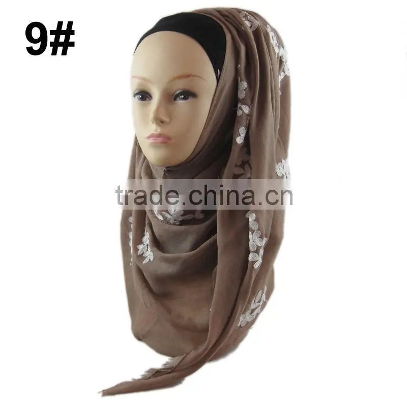 Fashion viscose 180*70cm embroid muslim LONG scarf islamic HEADSCARF
