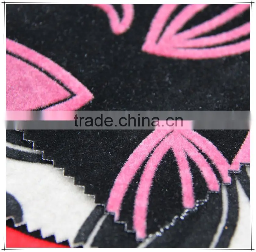 100%polyester Flower Pattern Flocked Shiny Velvet Fabric