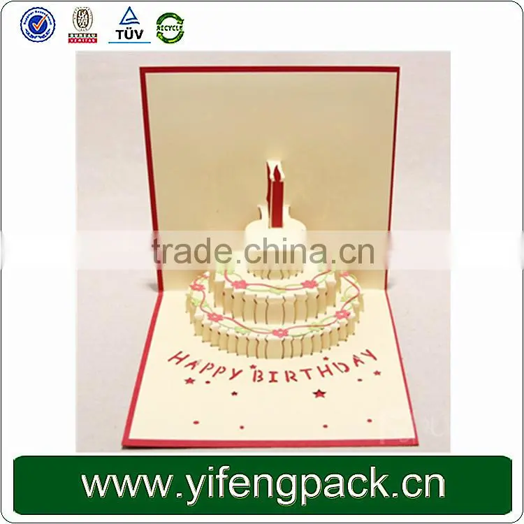 Wholesale birthday cake 3d pop up greeting card/pop up card