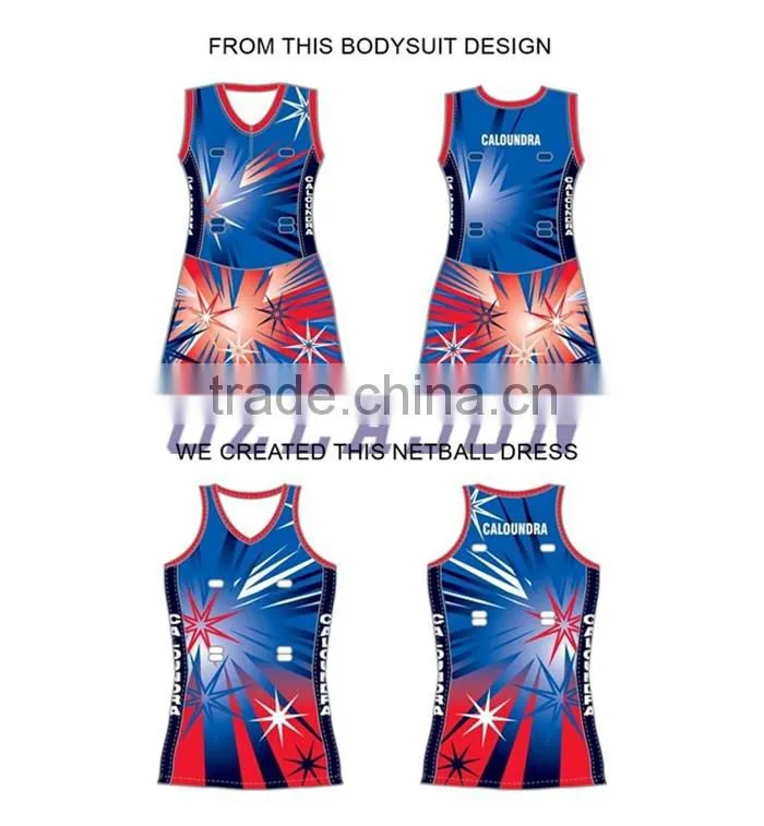 OEM factory wholesale women's fashion high quality custom sublimated netball dress