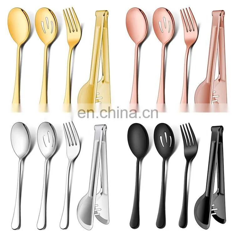 Wholesale 4pcs Cutlery Utensil Serving set Stainless Steel Cutlery Set Knife Fork Spoon Serving Flatware Set