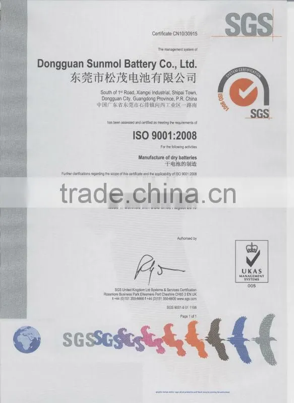 1.5V aa Carbon Zinc Dry Battery
