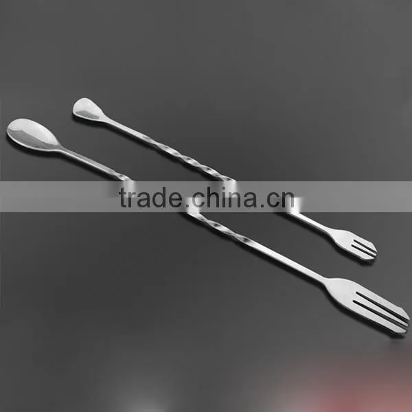 Popular 10 12 Inches 18/8 Stainless Steel Mixing Spoon with Fork