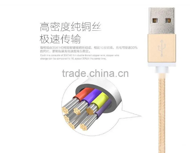 2016 New Hot Sale Braided 1M Usb Date Cable 2 In 1 Usb Cable