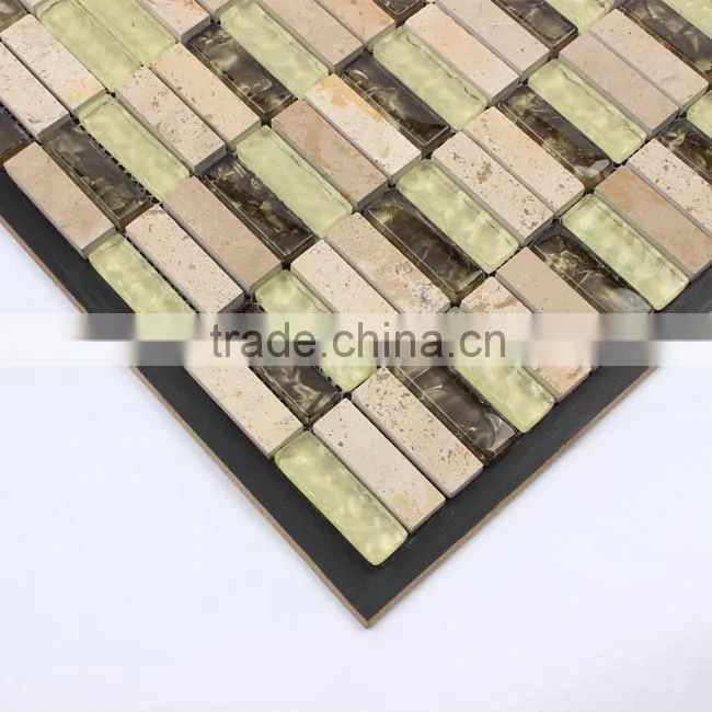 Manufacturer price glass stone strip mosaic