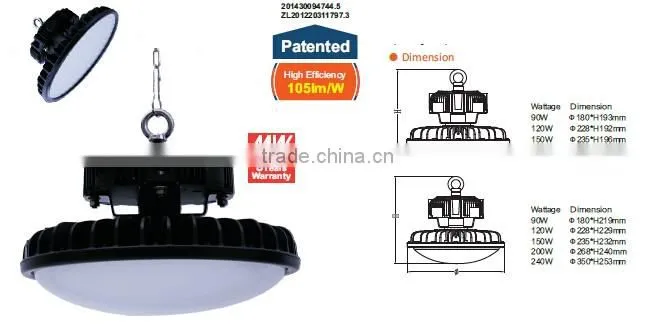 UFO 120W Inustrial UL LED high bay light