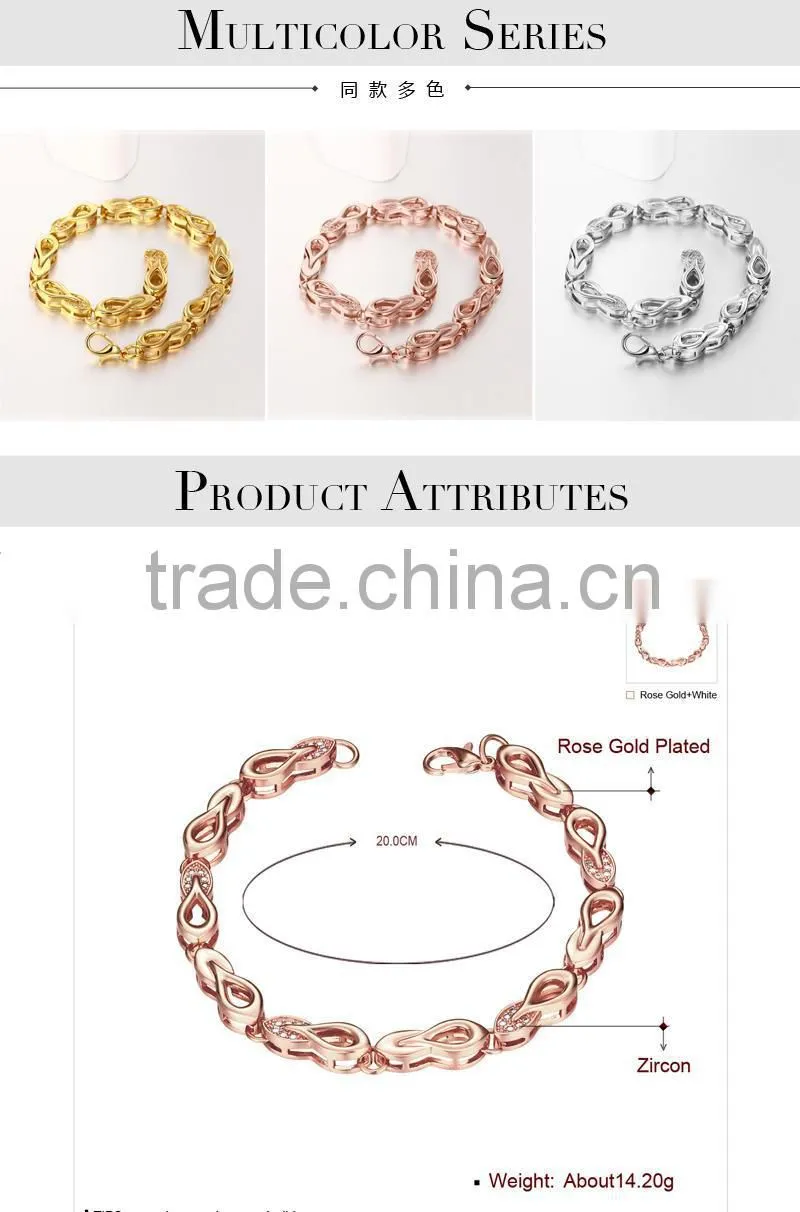 Exquisite fashion 18k rose gold jewellery bracelet hand chain for men