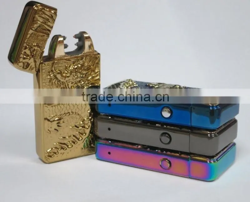 Usb Charging Windproof dimensional relief Lighters Double Arc Pulse Arc Electronic Cigarette Lighter for male and female present