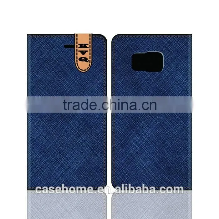 Crossing Pattern PU Leather Flip Phone Cover for Samsung Galaxy S6 Edge