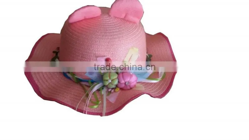 CM-TN-003 beautiful flower straw paper hat for girls