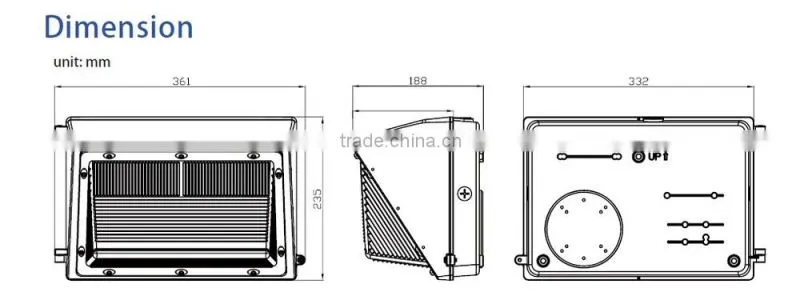 UL/DLC listed standard Medium wall mount Classic LED Wall Pack luminaire