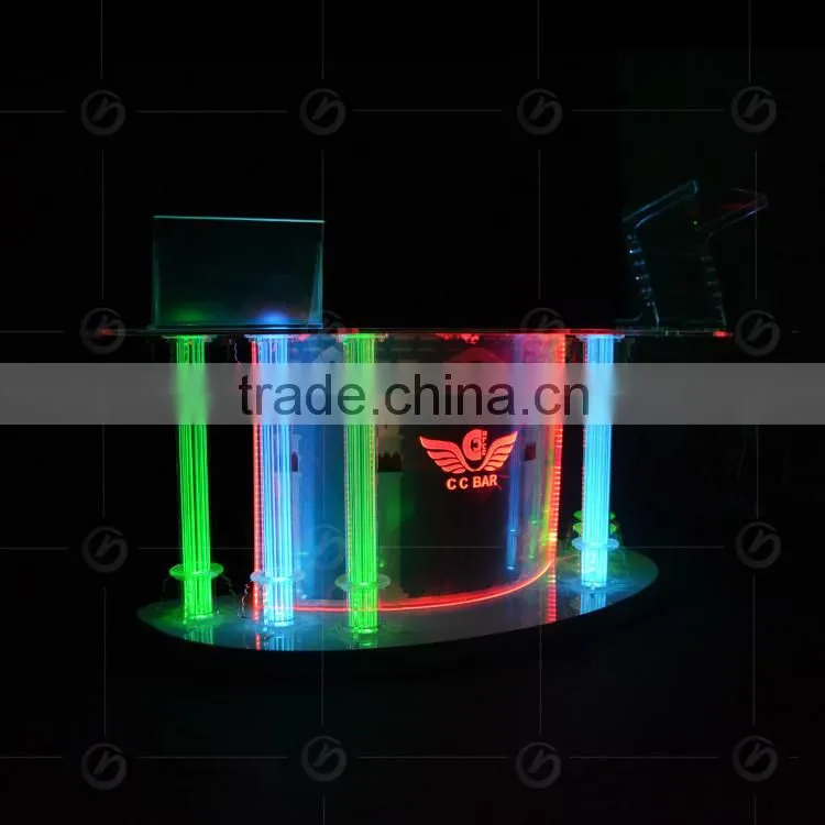 night bar acrylic LED table designs, night club dj facade, night bar booth