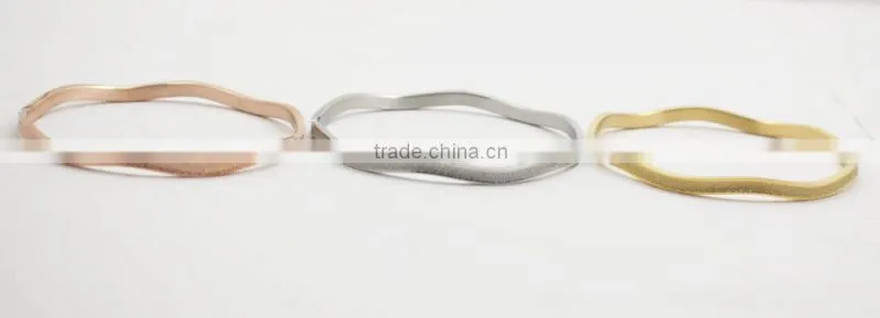 Wave Shaped Women Stainless Steel Sandblasted Bangle Bracelet