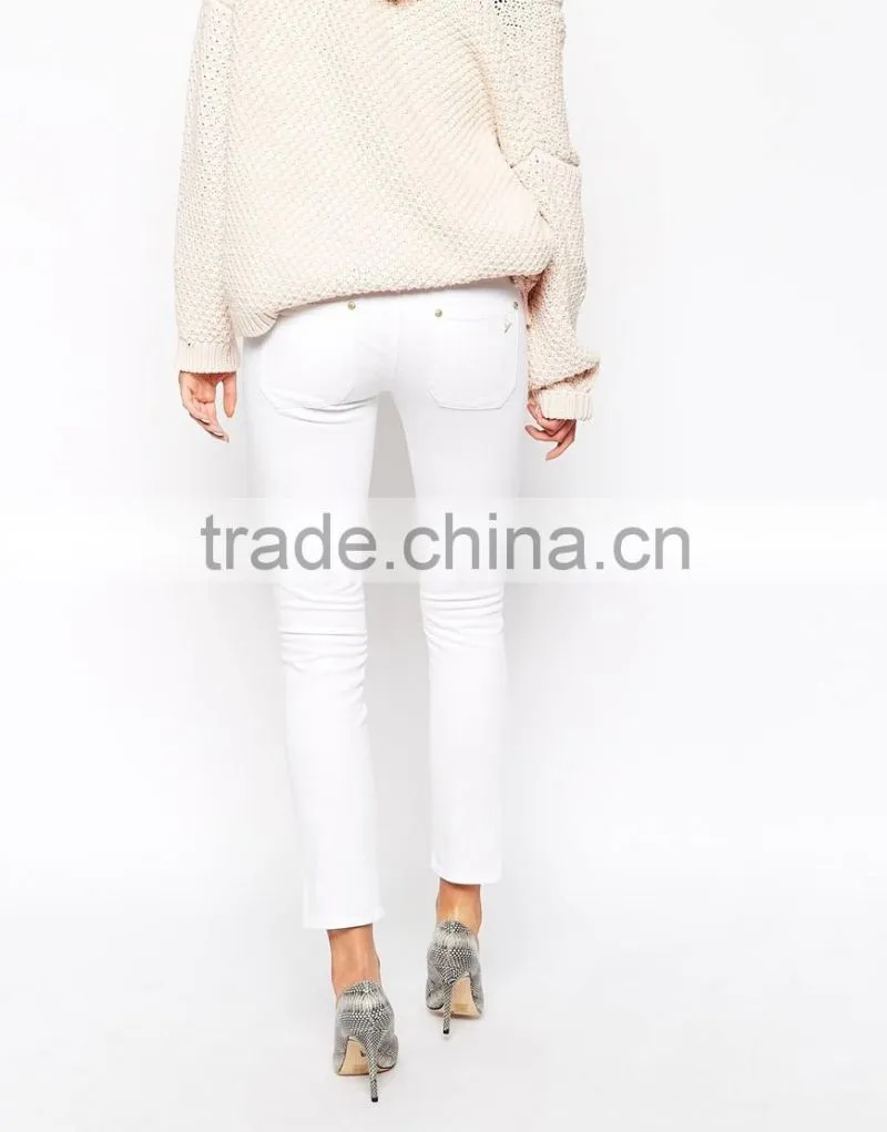 2015 new fashion super distressed Womens Jeggings in Ice Grey Wash