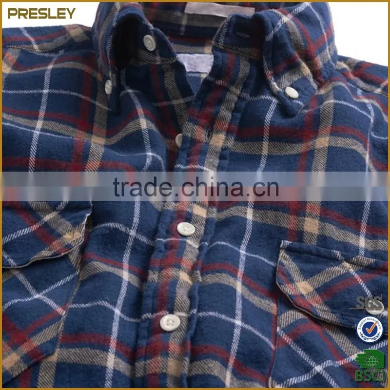 Men's rayon cotton twill plaids flannel fashion shirt with cheap price
