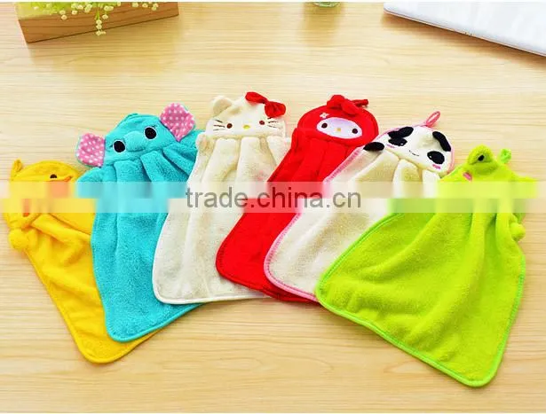 Cartoon design decorative CORAL FLEECE microfiber children hand towel frog