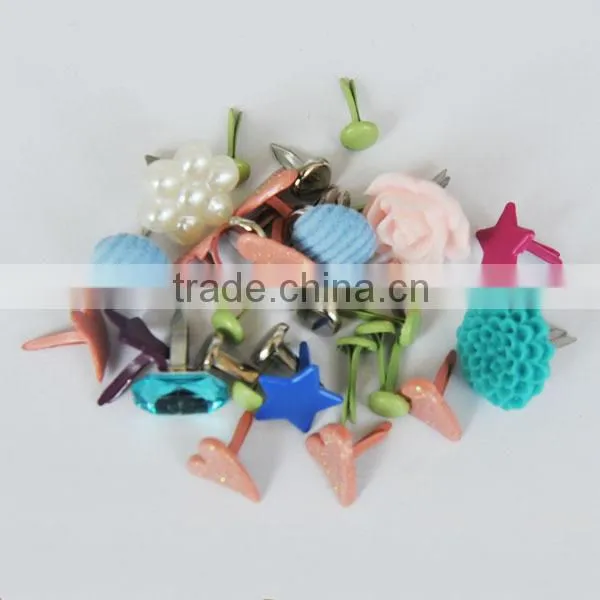 Hot selling brads pearl fabric epoxy flower etc.brads scrapbooking brad point wood drill bits