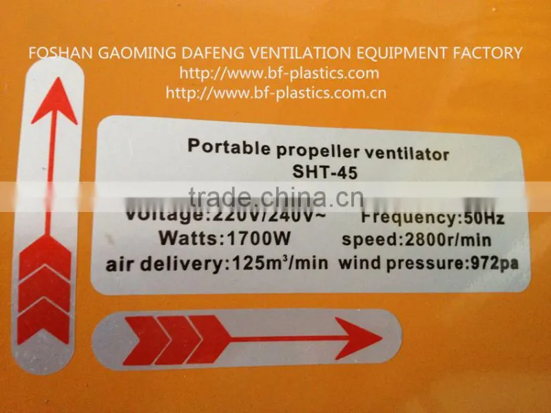 450mm 1700W industrial axial ventilator fan